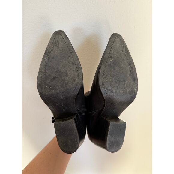 Sam Edelman Walden Black Leather Booties Boots Pointed Toe Size 7.5 Women's - Picture 8 of 12